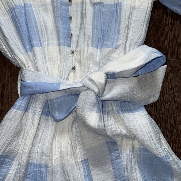 Elliatt Jasmine Plaid Button Front Tie Waist Sleeved Romper Playsuit - Picture 8 of 15